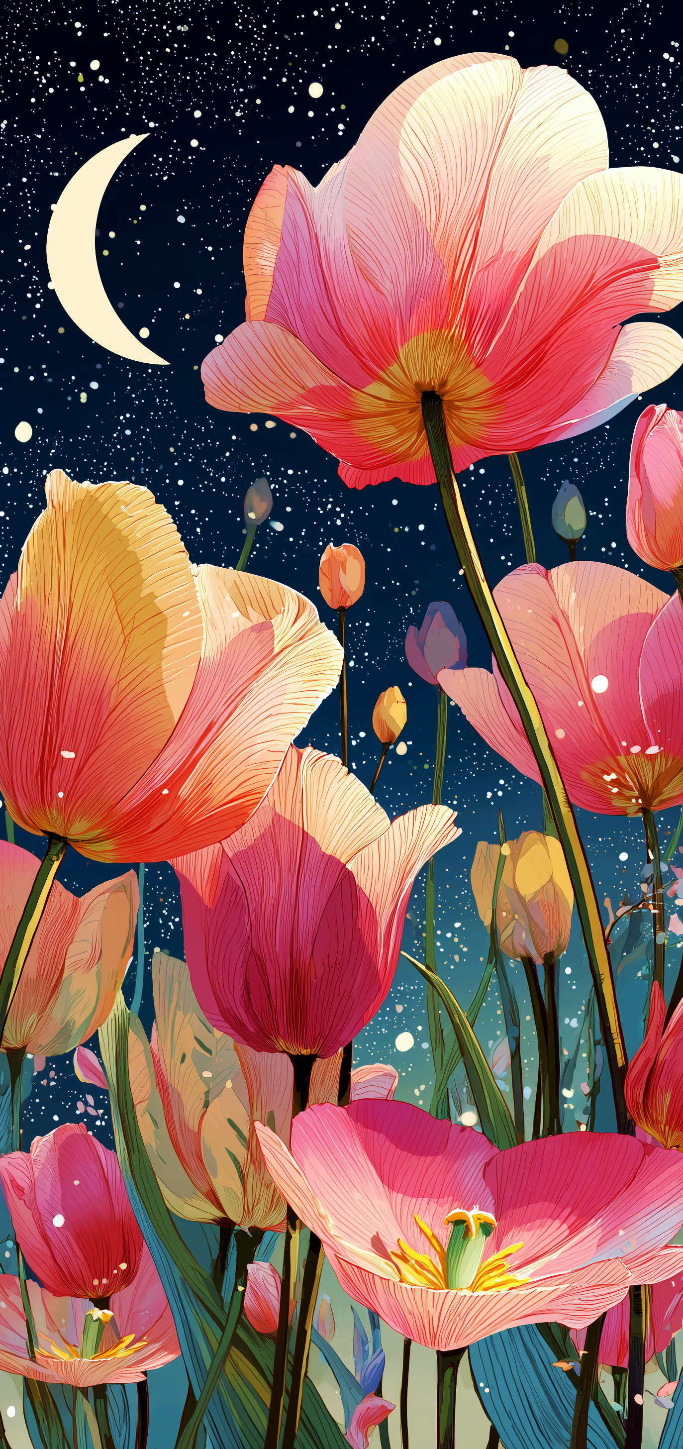 Moonlit Tulip Night Earrings