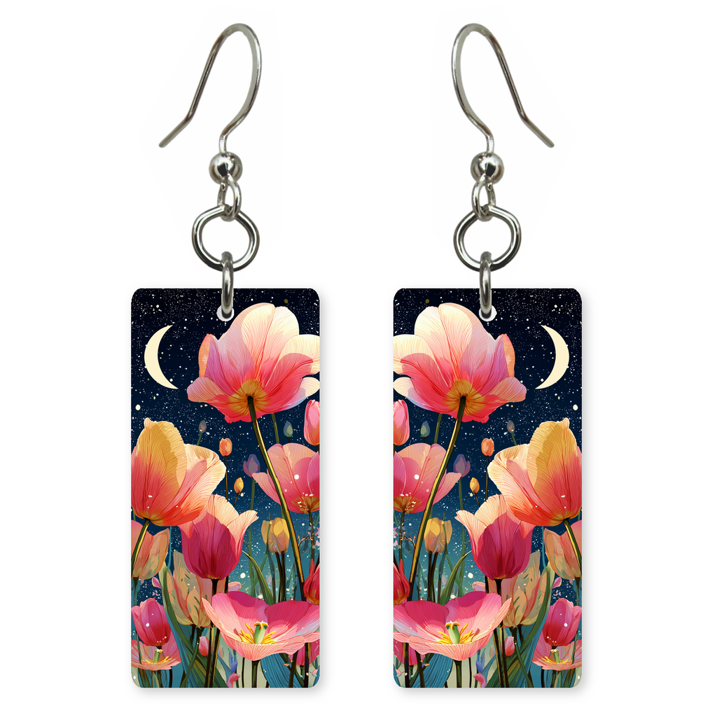 Moonlit Tulip Night Earrings