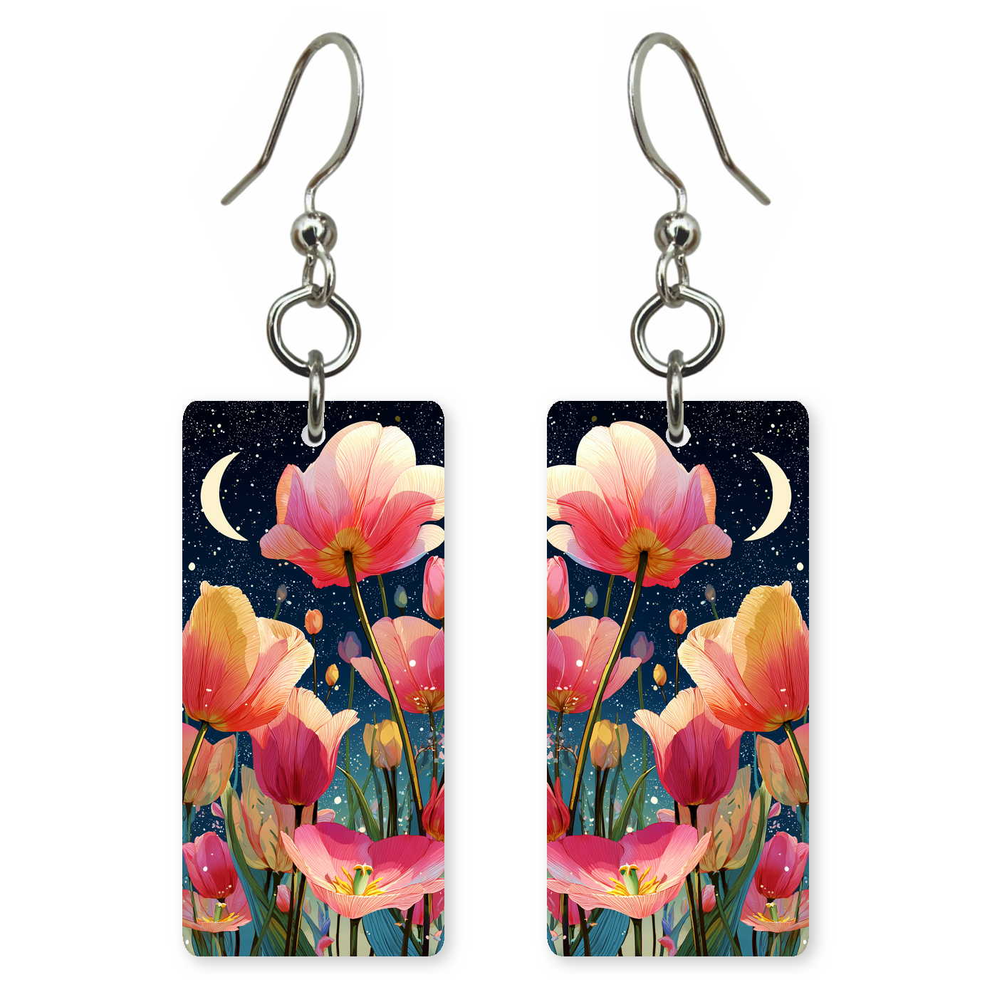 Moonlit Tulip Night Earrings