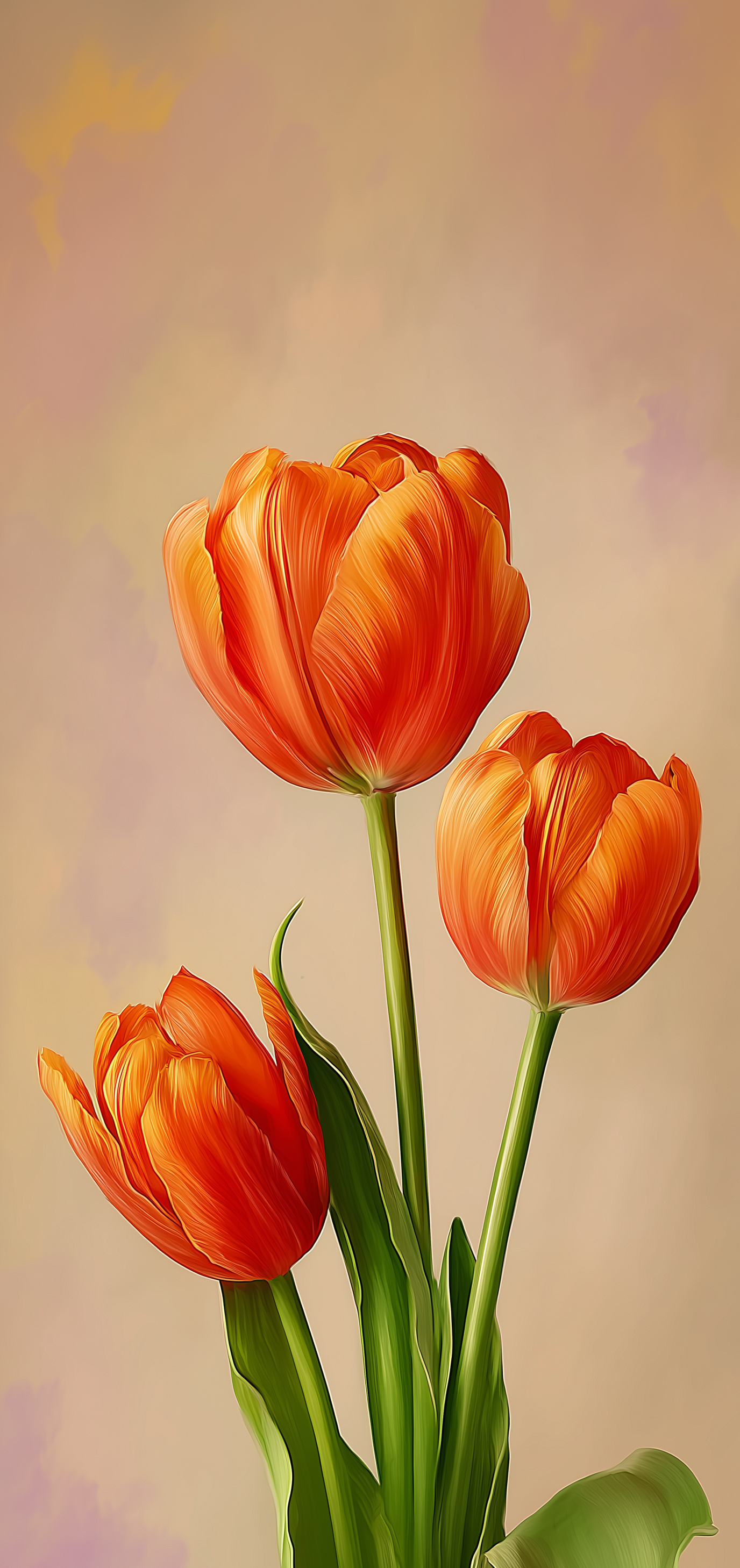 Sunset Orange Tulips Earrings