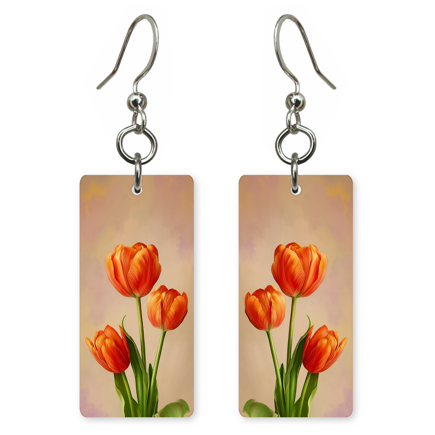 Sunset Orange Tulips Earrings