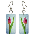 Single Pink Tulip Earrings