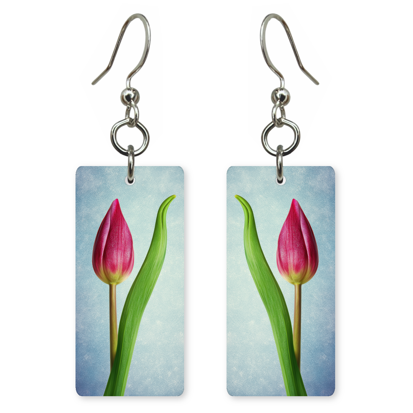 Single Pink Tulip Earrings
