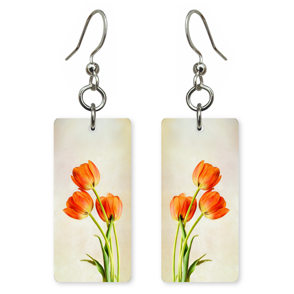 Tangerine Tulip Bunch Earrings