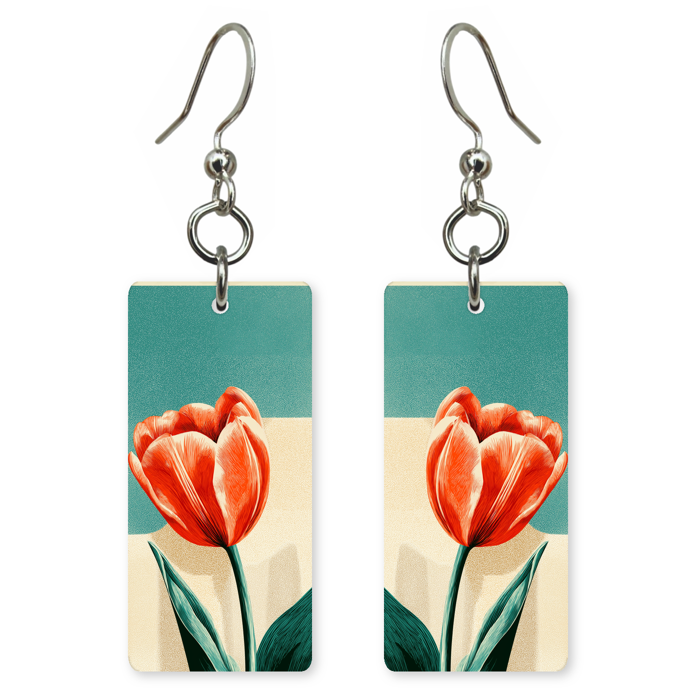 Coral Tulip Bloom Earrings