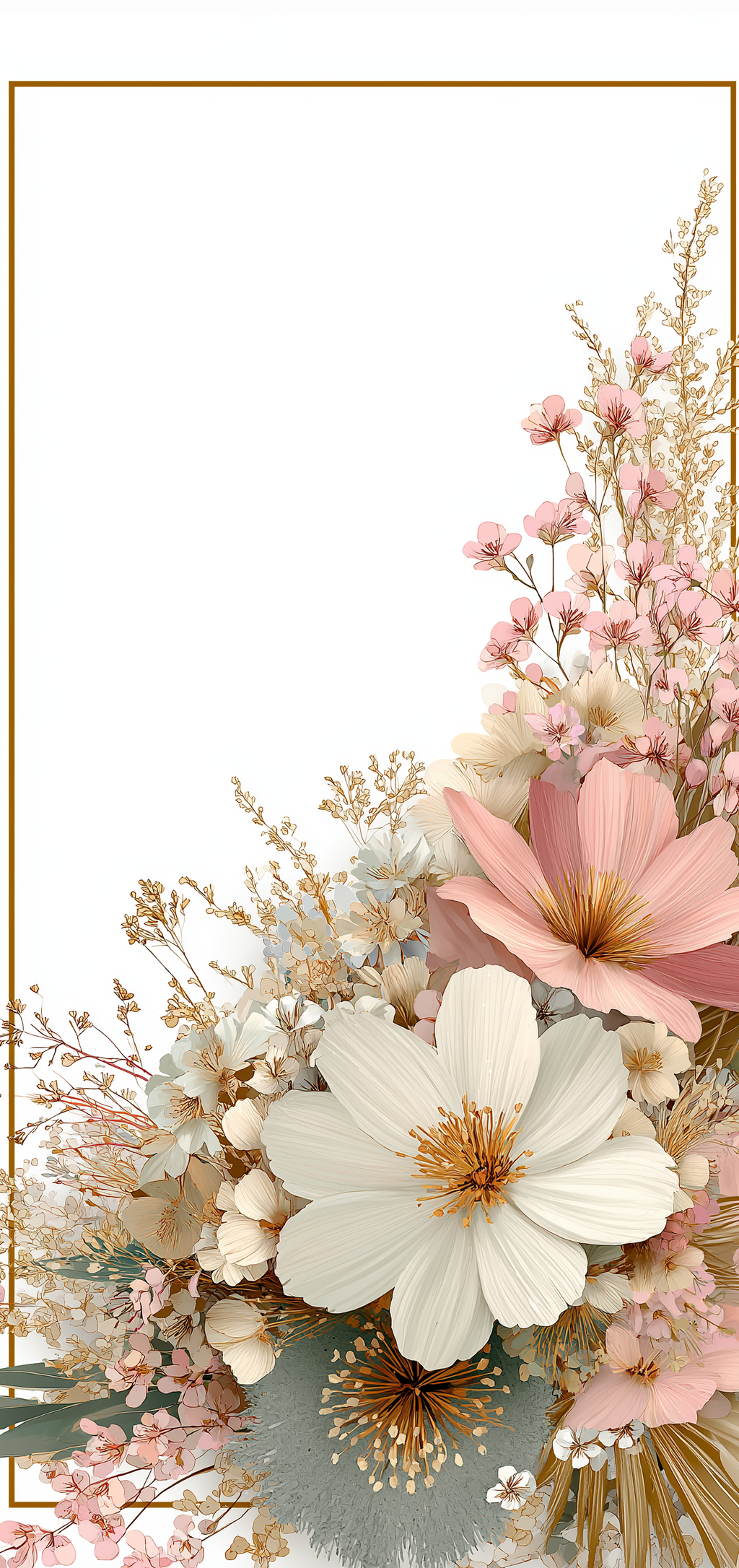 Golden Frame Floral Earrings