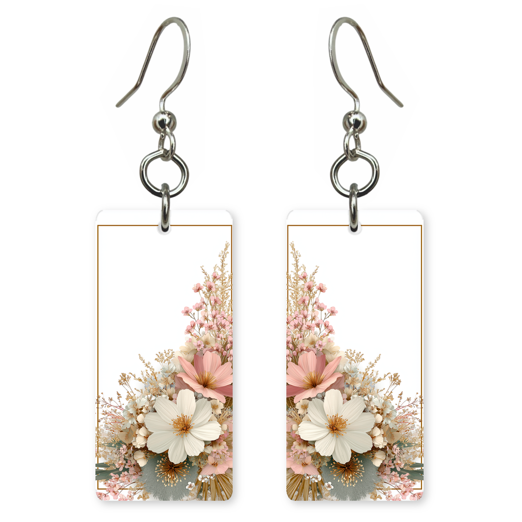 Golden Frame Floral Earrings