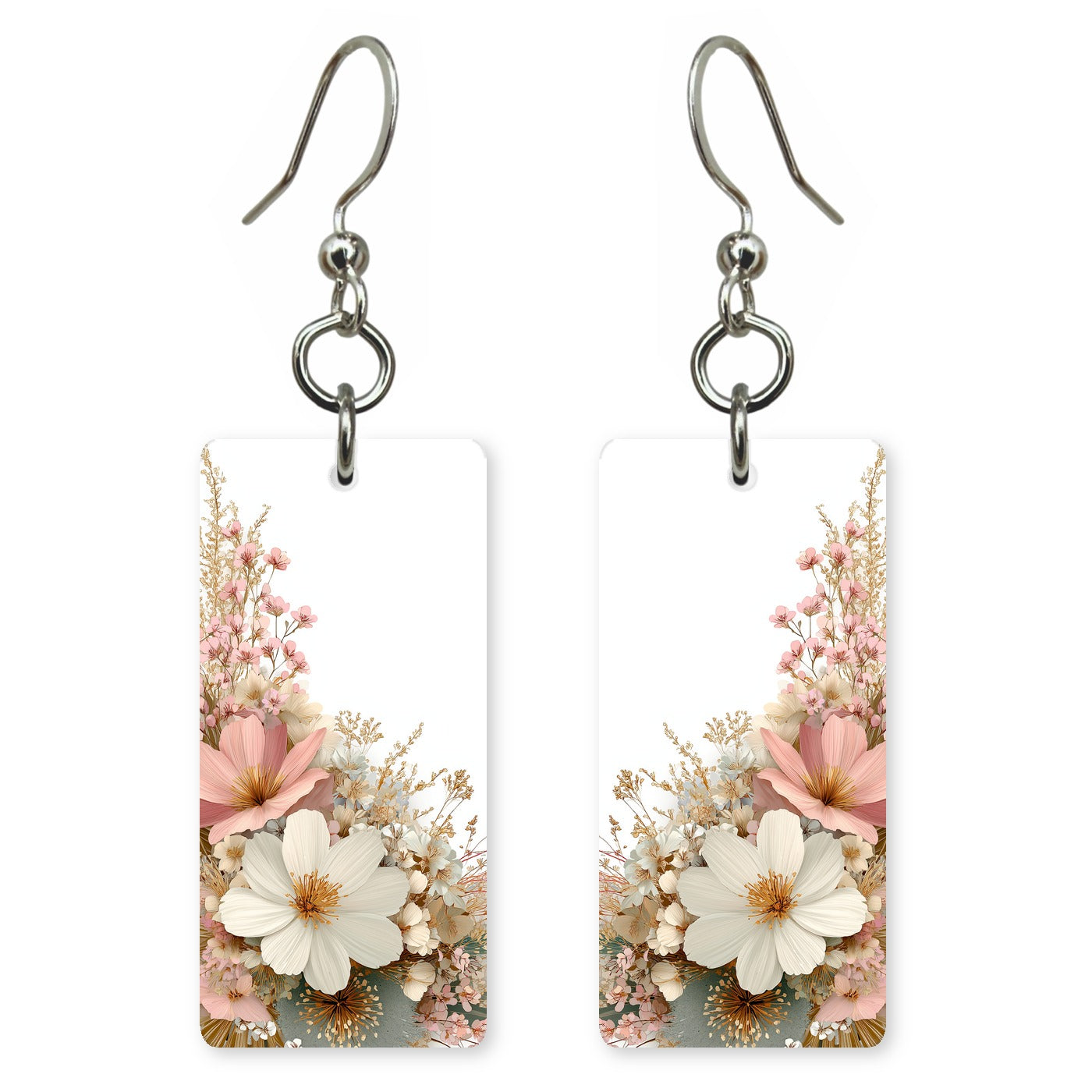 Golden Frame Floral Earrings | 8x17C