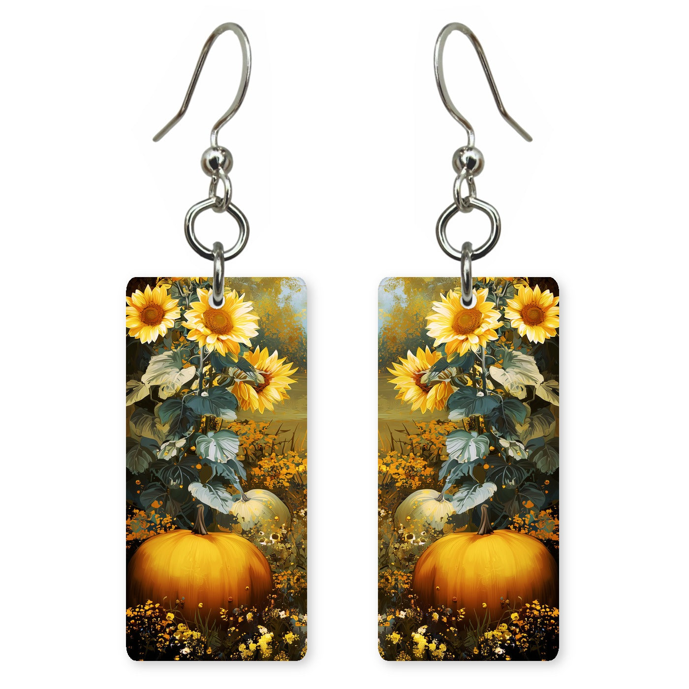 Sunflower Pumpkin Grove Earrings | 8x18C