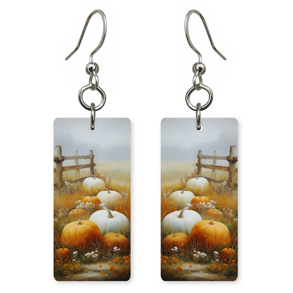 Pumpkin Field Fence Earrings