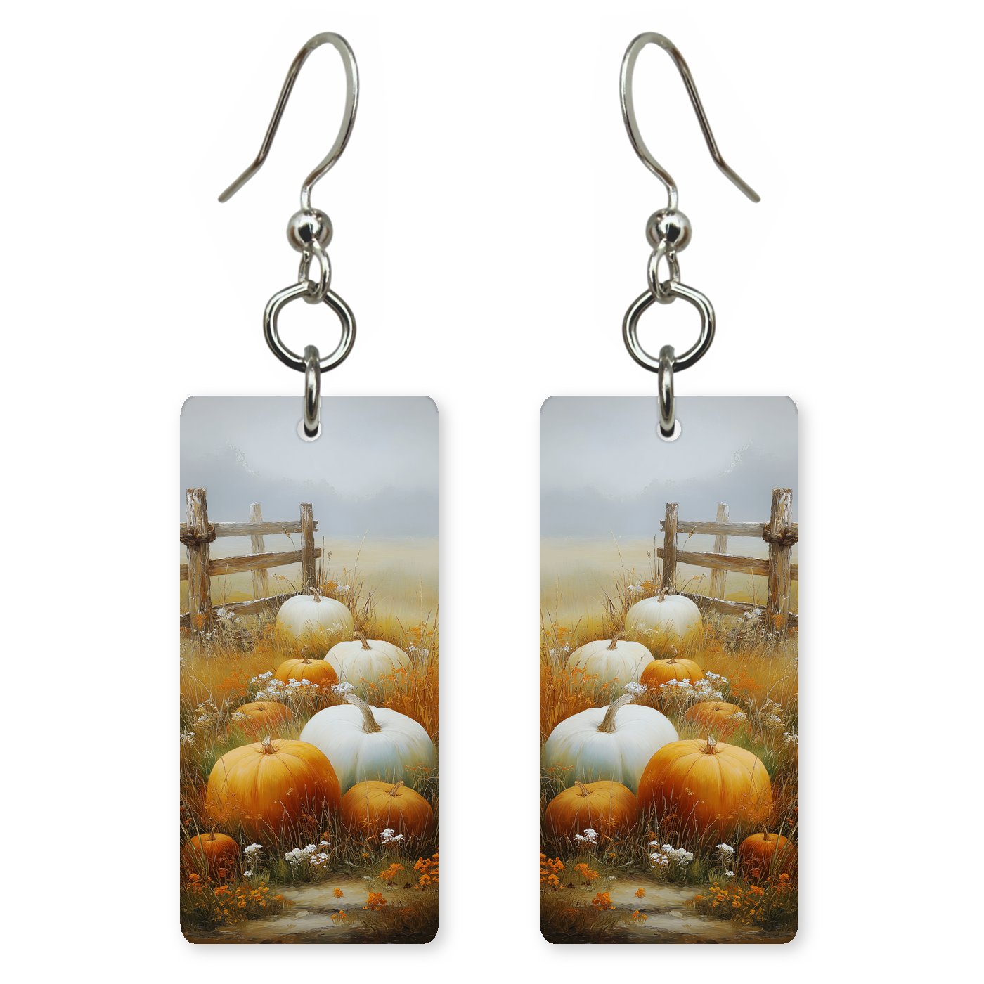Pumpkin Field Fence Earrings