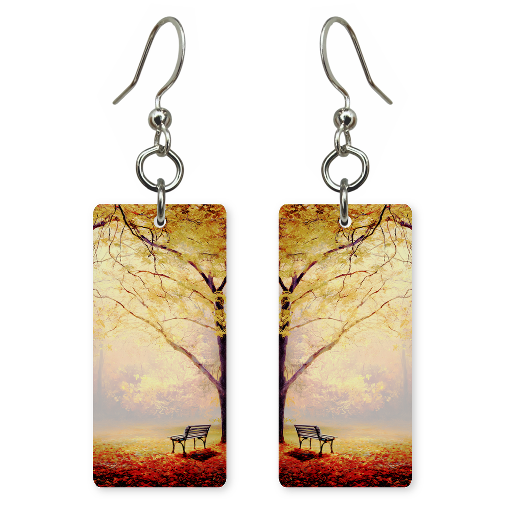 Crimson Leaf Bench Earrings