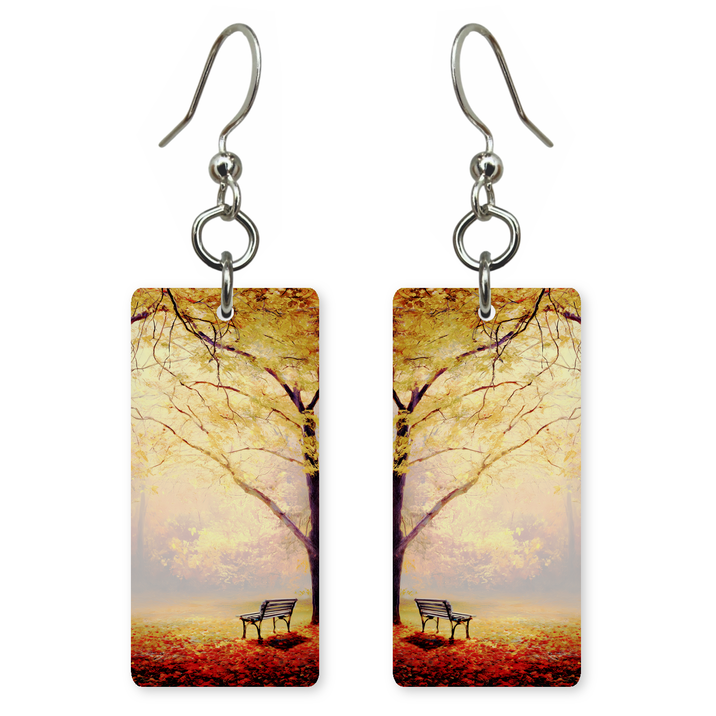 Crimson Leaf Bench Earrings