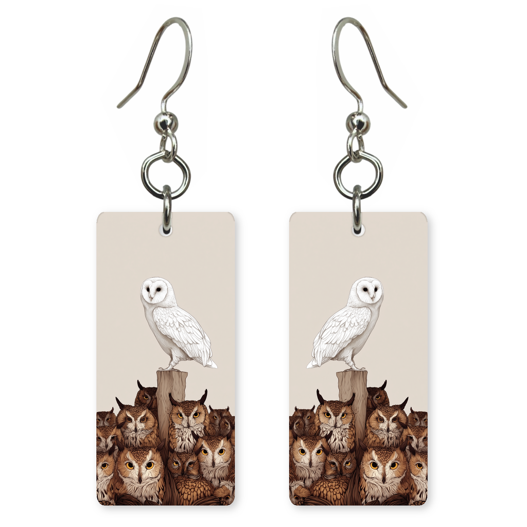 White Barn Owl Earrings