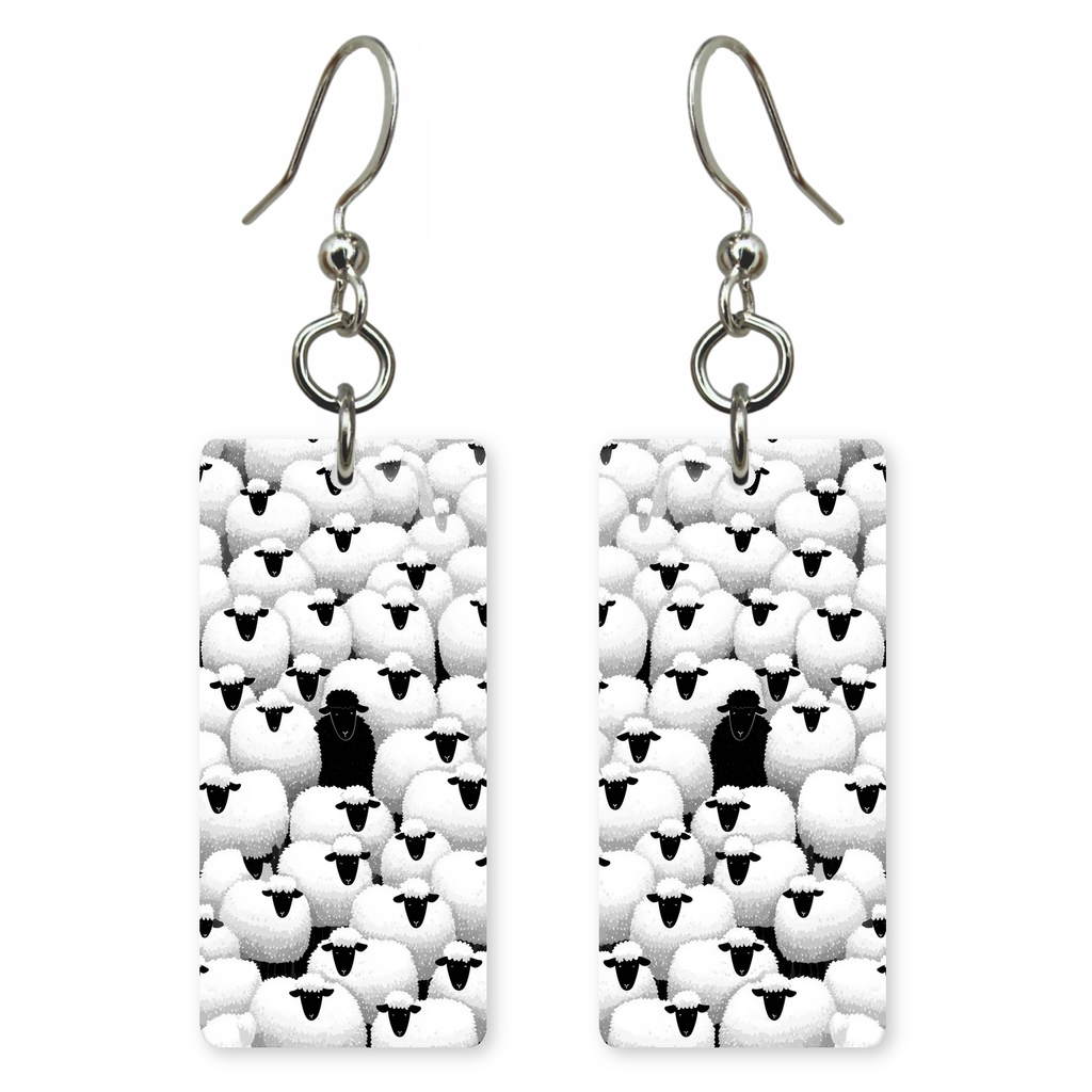 Lone White Sheep Earrings