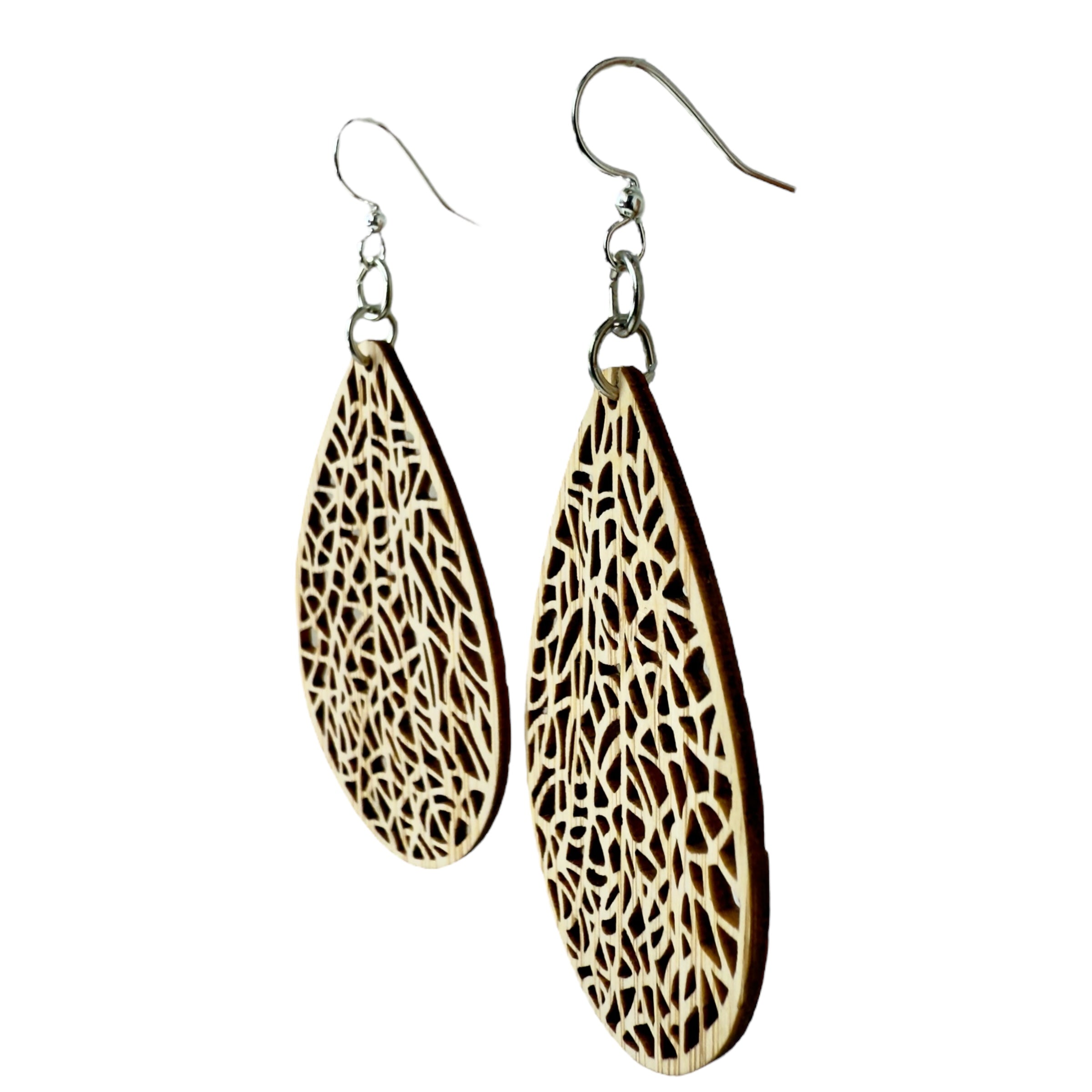 Labyrinth Leaf Bamboo Earrings #949