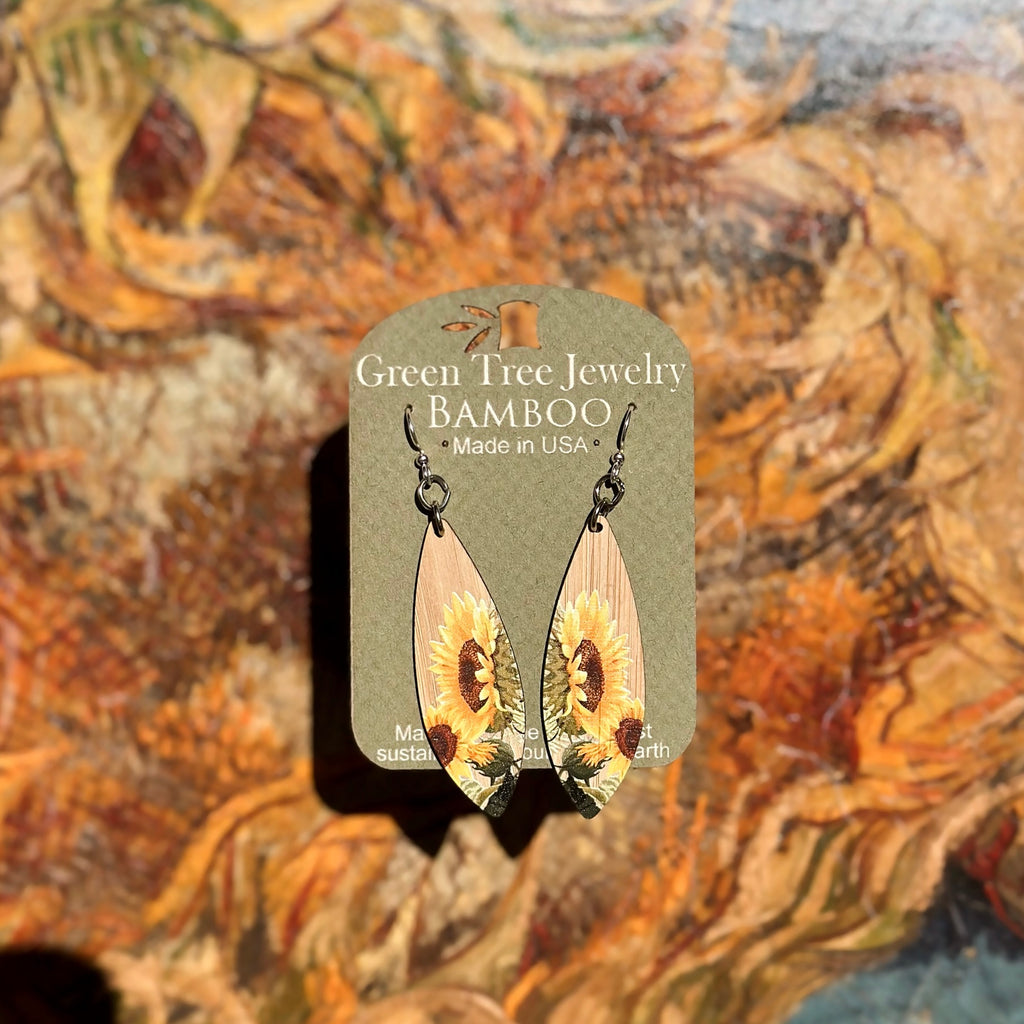 Sunflower Bamboo Earrings #957