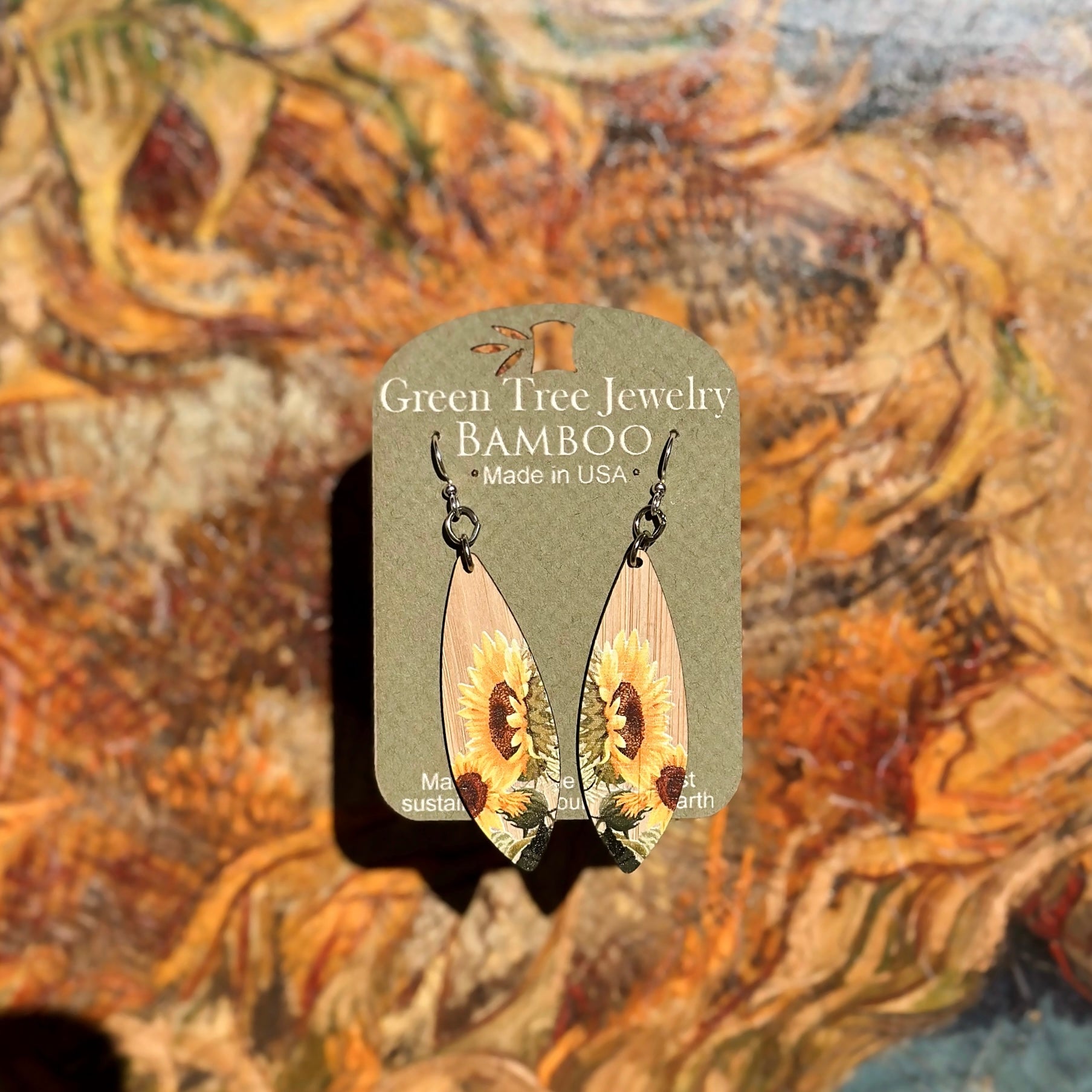 Sunflower Bamboo Earrings #957