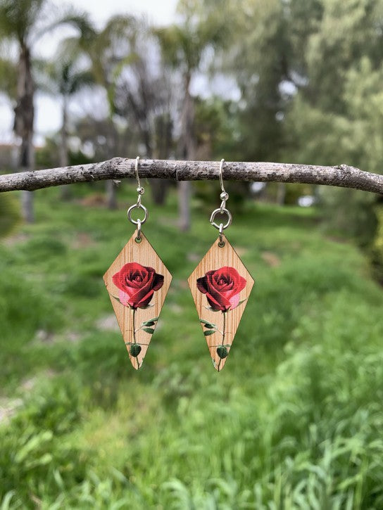 Final Rose Bamboo Earrings #973