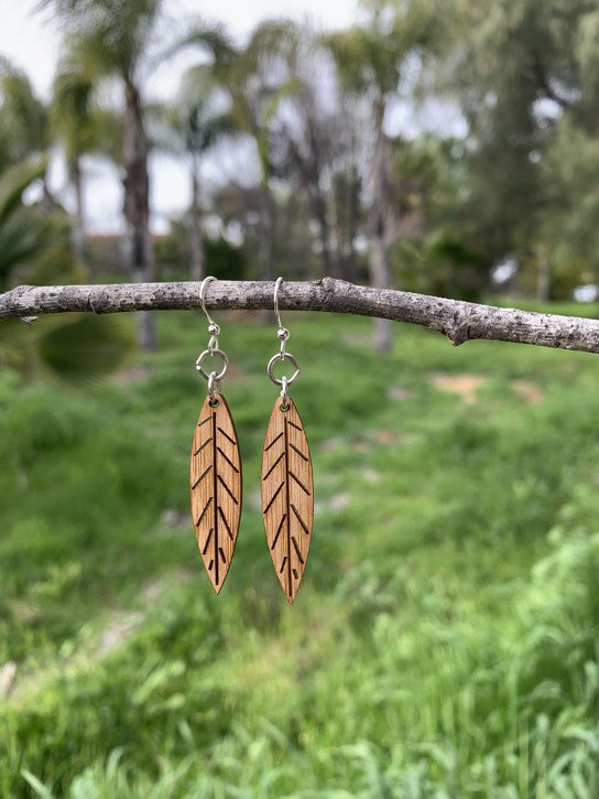 Small Leaf Bamboo Earrings #974