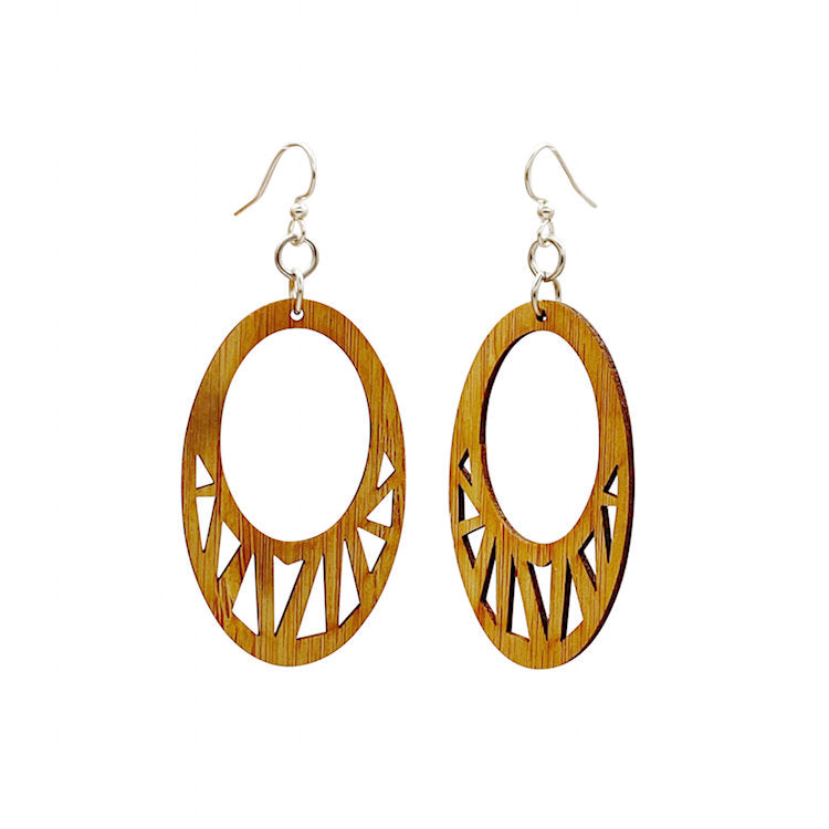 Fragmented Oval Bamboo Earrings #998