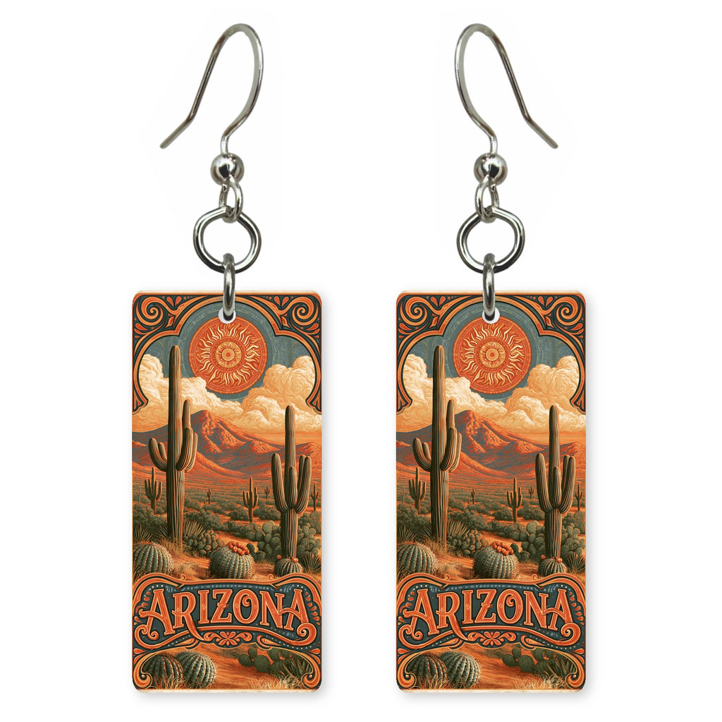 AZ Desert Landscape 3 Custom Wood Earrings (CFW10)
