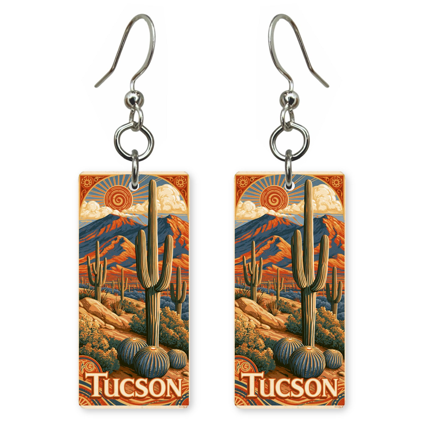 AZ Desert Cacti Custom Wood Earrings (CFW11)