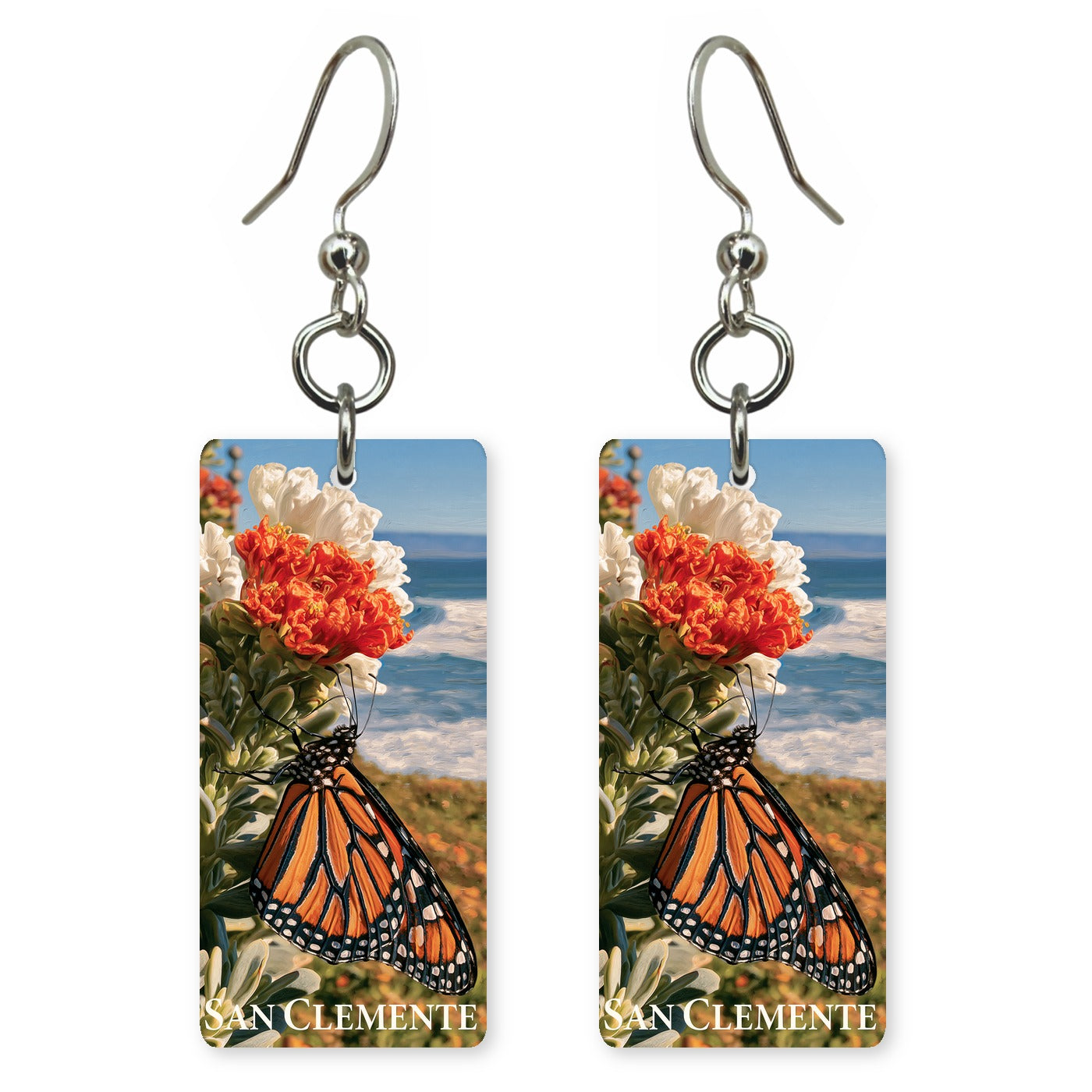 CA Coastal Monarch 1 Custom Wood Earrings (CFW14)