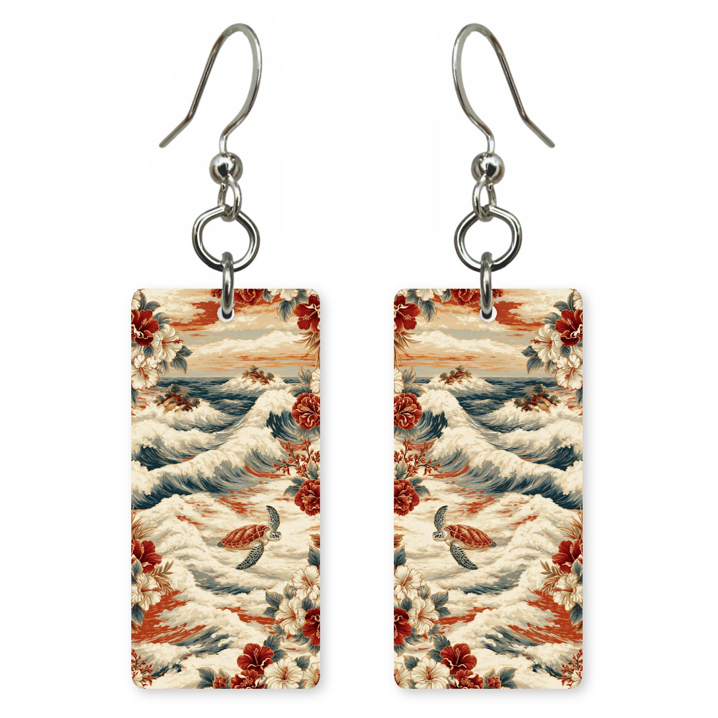 HI Turtle Waves Custom Wood Earrings (CFW22)