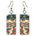 HI Mokulua Shoreline Palms Custom Wood Earrings (CFW26)