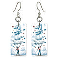Paper Plane to Shuttle Kid Custom Wood Earrings (CFW30-T)