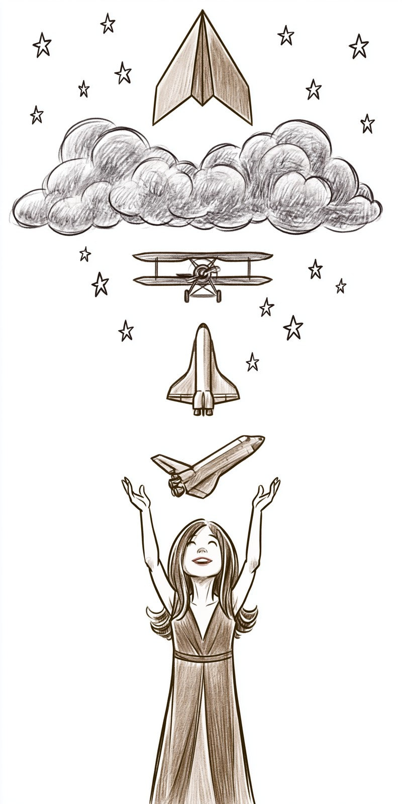 Paper Plane to Shuttle Sketch Custom Wood Earrings (CFW31)