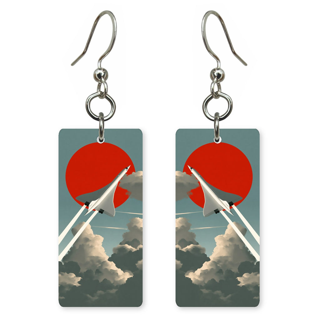 Concorde Red Sun I Custom Wood Earrings (CFW32)