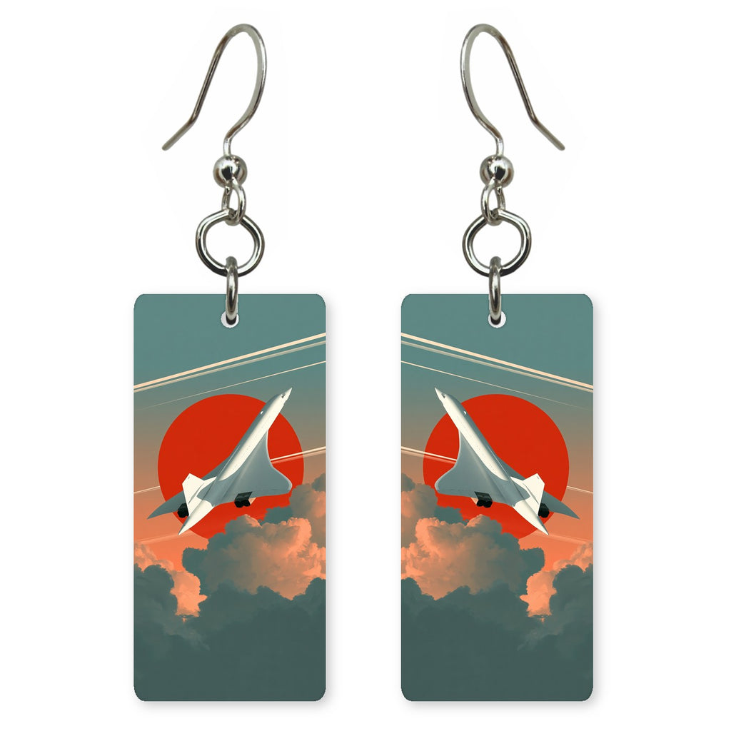 Concorde Red Sun II Custom Wood Earrings (CFW33)