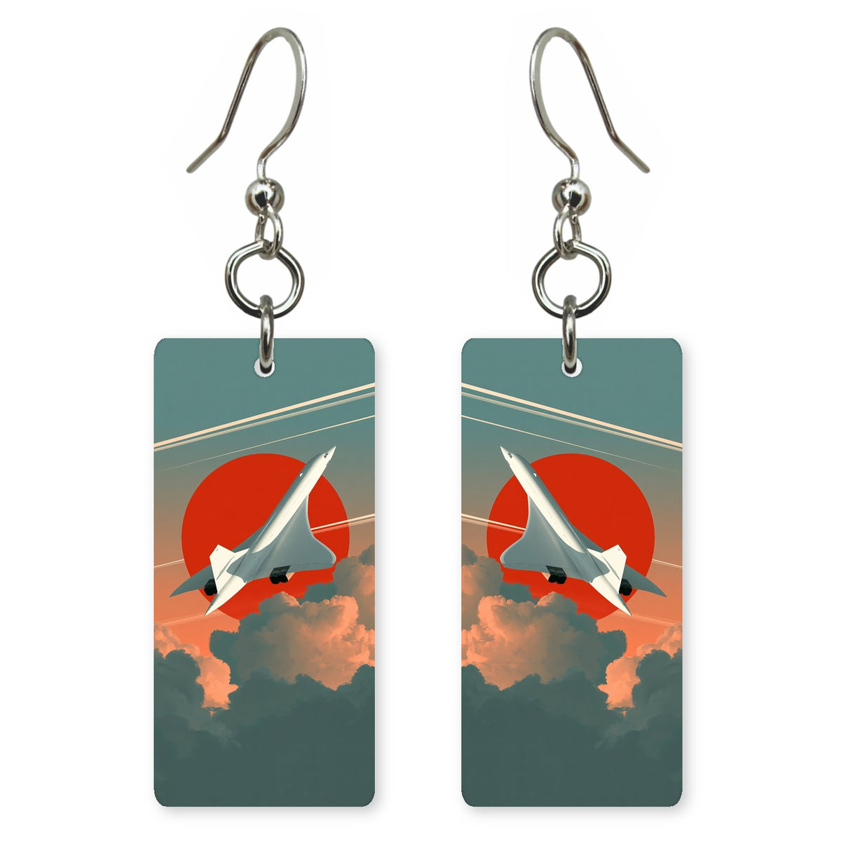 Concorde Red Sun II Custom Wood Earrings (CFW33)