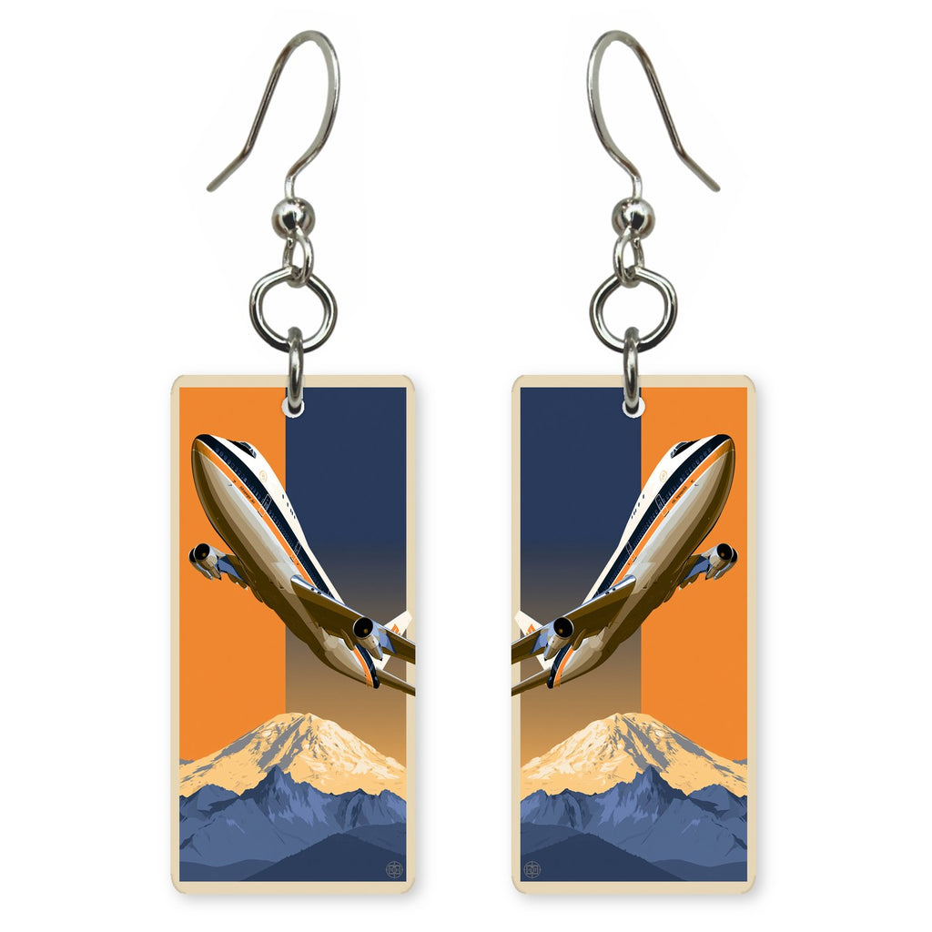 First 747 Rainier Two-Tone Custom Wood Earrings (CFW36)