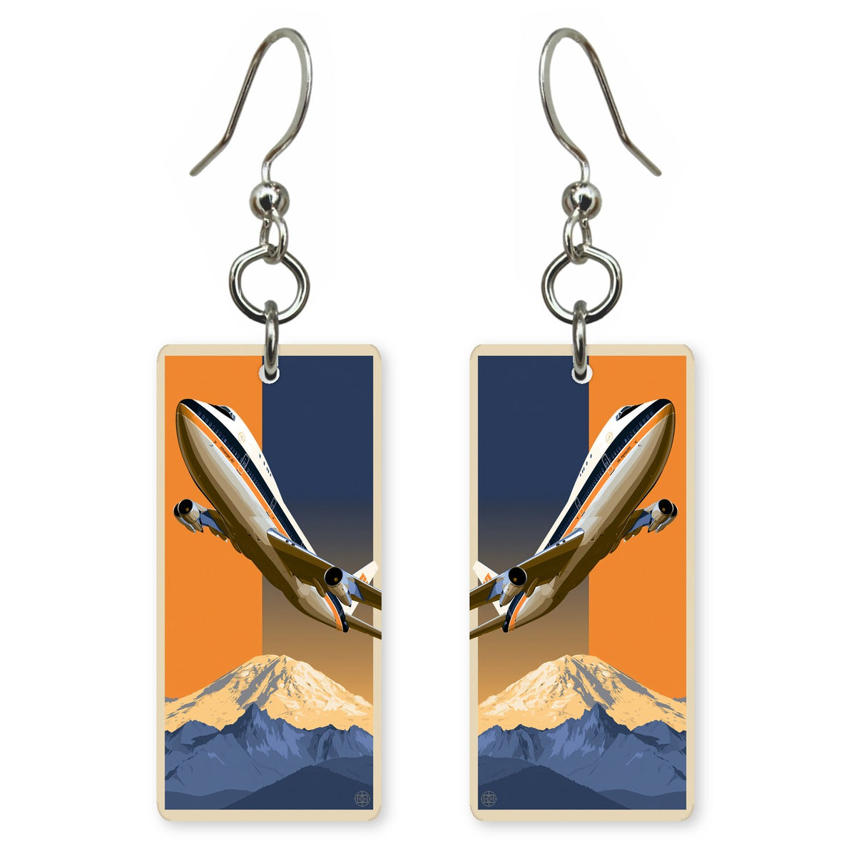 First 747 Rainier Two-Tone Custom Wood Earrings (CFW36)