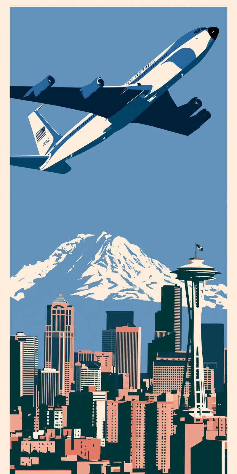 Jet Air Force One Seattle Skyline Custom Wood Earrings (CFW39)