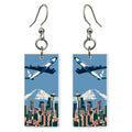 Jet Air Force One Seattle Skyline Custom Wood Earrings (CFW39)