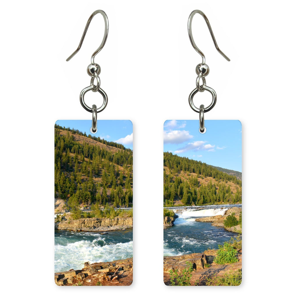 Kootenai Falls Rapids Split Pair Custom Wood Earrings (CFW42-T)