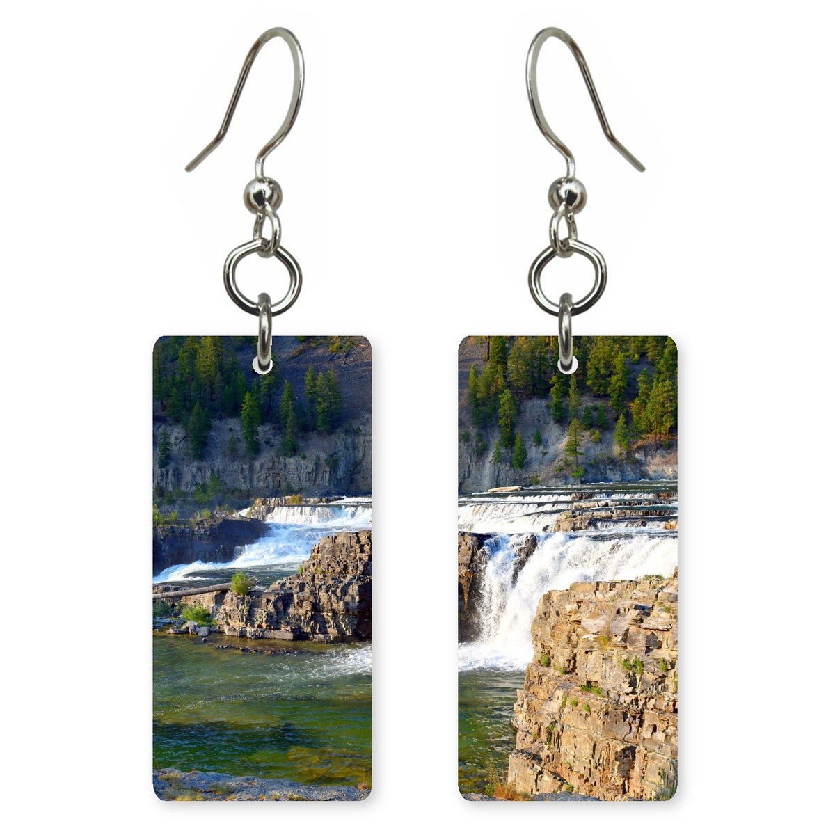 Kootenai Falls Cascade Split Pair Custom Wood Earrings (CFW43-T)