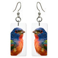 Painted Bunting 2 Custom Wood Earrings (CFW5)