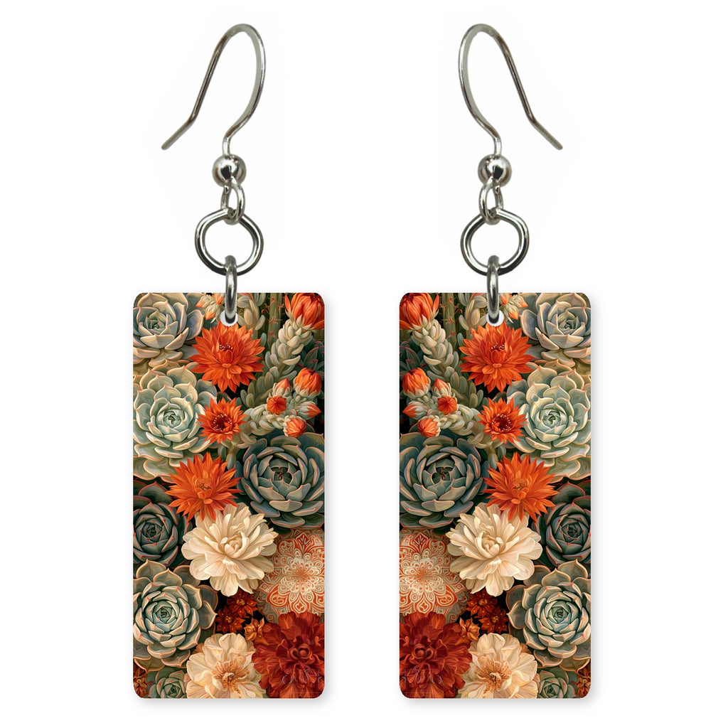 AZ Succulents in Bloom Custom Wood Earrings (CFW7)