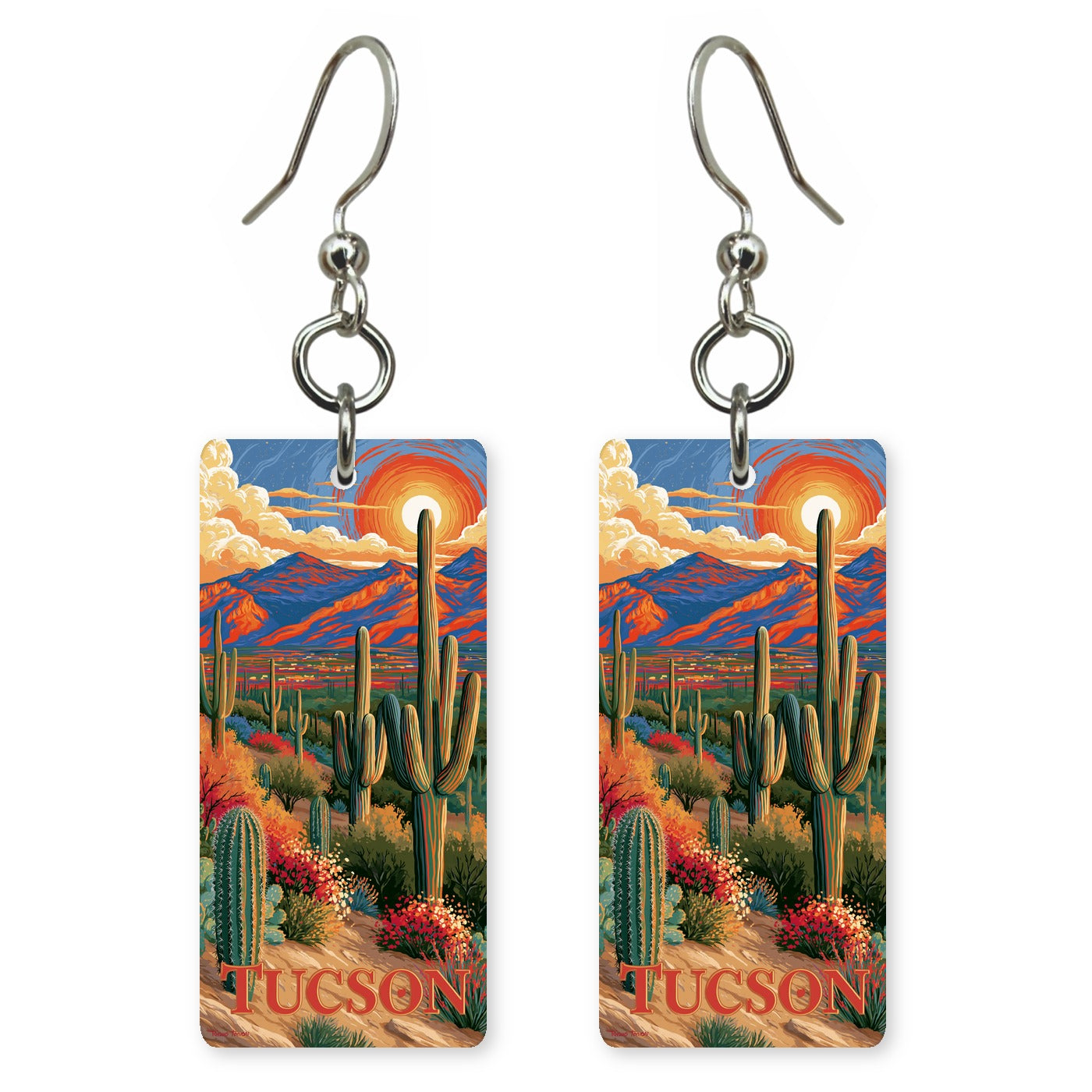 AZ Desert Landscape 1 Custom Wood Earrings (CFW8)