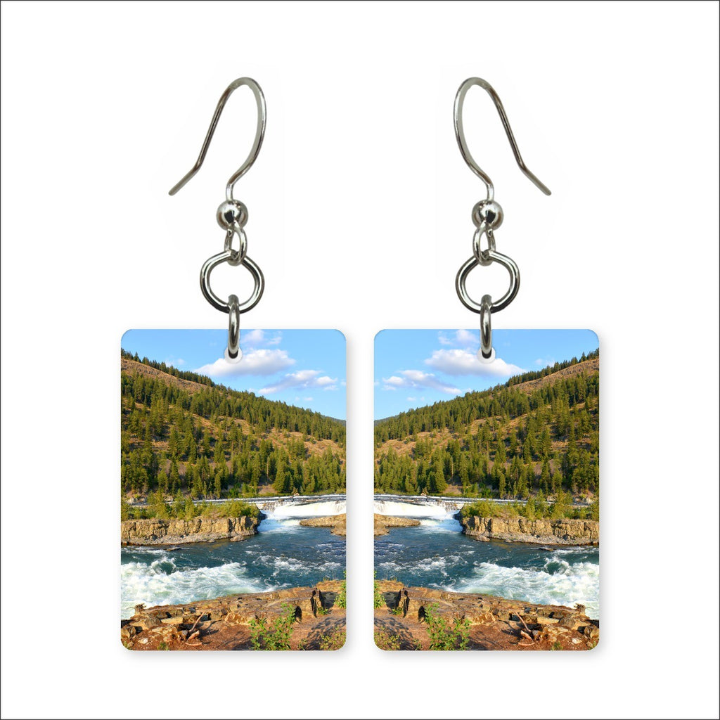 Kootenai Falls Rapids Custom Wood Earrings (CFWP40)