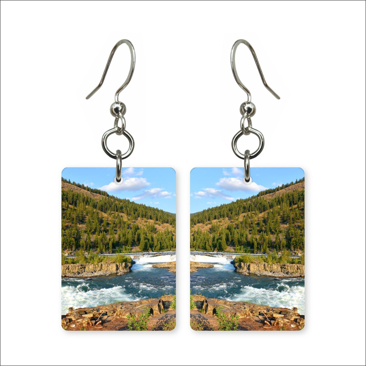 Kootenai Falls Rapids Custom Wood Earrings (CFWP40)