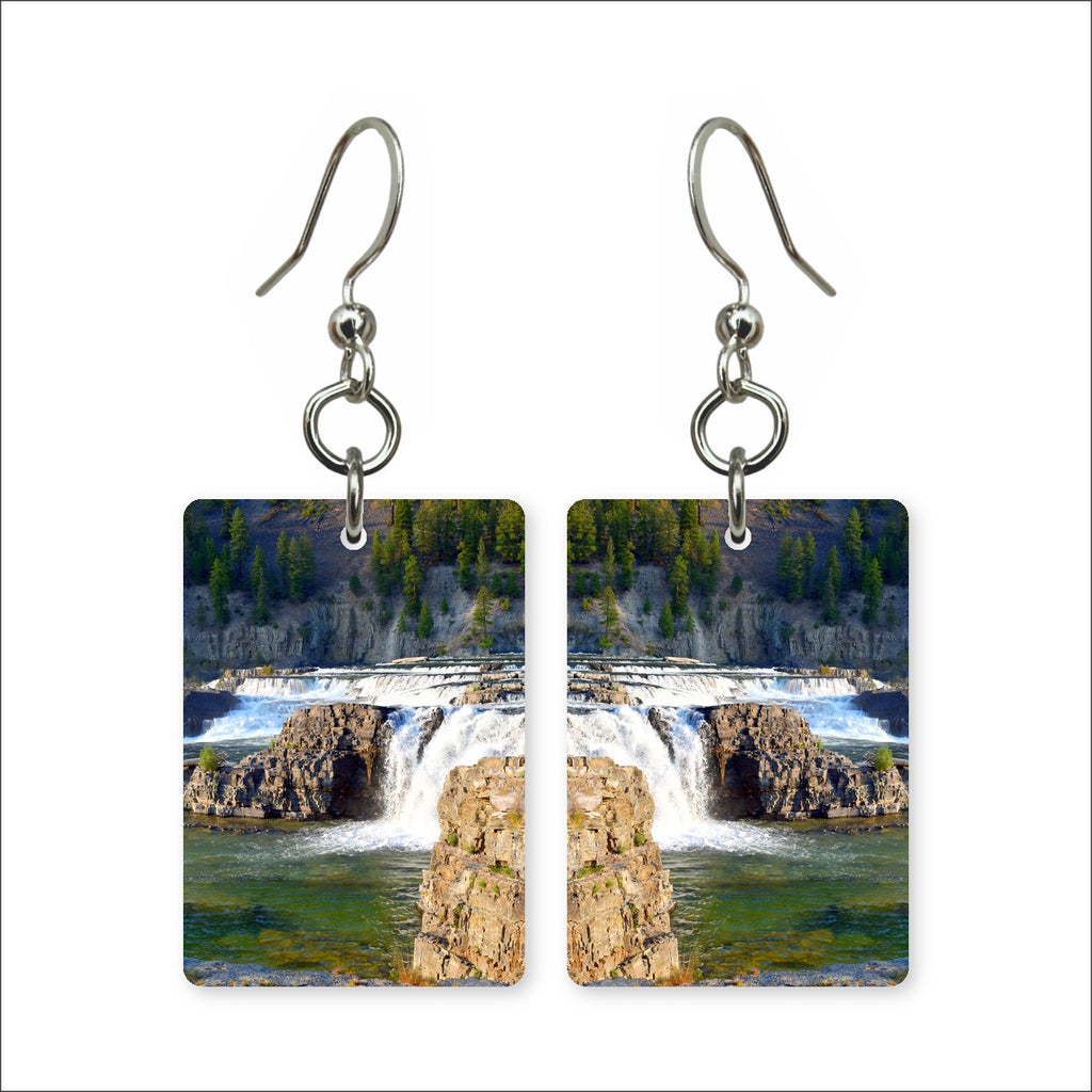 Kootenai Falls Cascade Custom Wood Earrings (CFWP41)