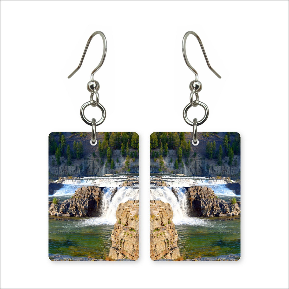 Kootenai Falls Cascade Custom Wood Earrings (CFWP41)
