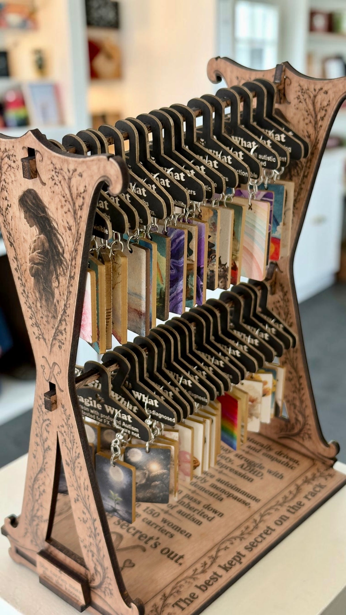 Fragile What small rack display loaded with earrings