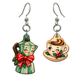 Pour Decision Duo Earrings #E73 — full-color wooden earrings